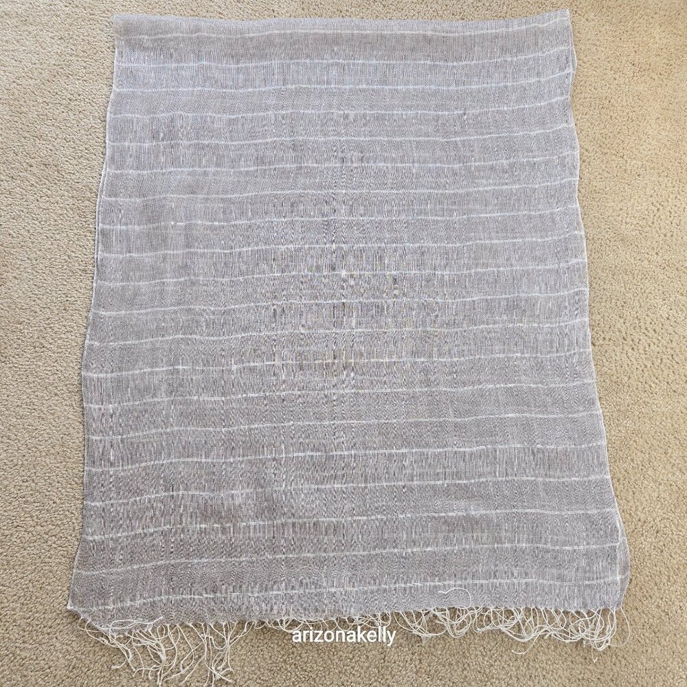 Linen Scarf Tan With White Stripes